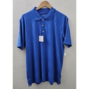*NEW* Brooks Brothers Polo Shirt Mens Size Large Blue Performance Golf Diamond